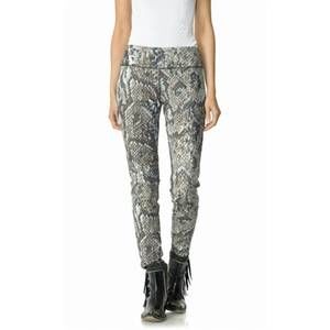 Double D Ranch Snake-Print Skinny Pants in Gray and Brown